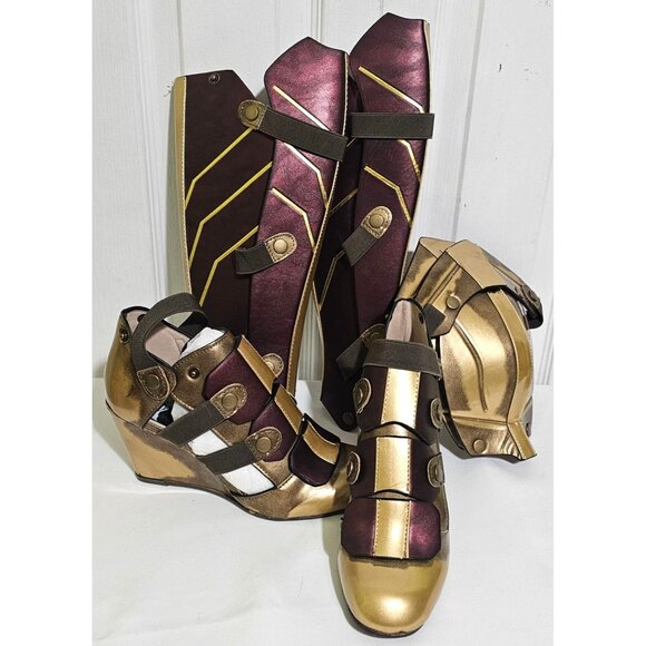 Wonder Woman Cosplay Boots Size 6 Red Gold Wedge Shoes Justice League Costume - Picture 3 of 9
